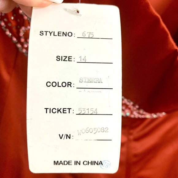 Bronze Satin Strapless Gown Beaded Empire Waist Pleated Bust Bridgerton 14 New - Picture 10 of 12